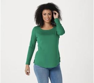 Isaac Mizrahi Live! Essentials Pima Shirttail Hem Top