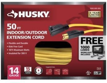 50' Yellow Extension Cord + 1,000 Lumen Work Light