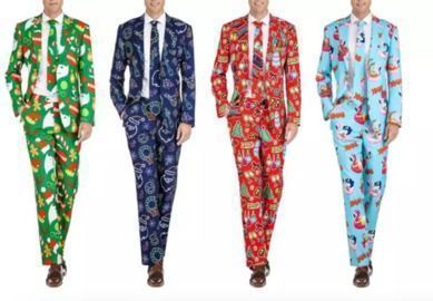 Braveman Men's Classic fit Christmas Suits with Matching Tie