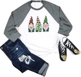 3/4 Sleeve Raglan Baseball Tee Tops