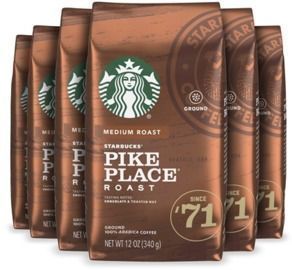 Starbucks Pike Place Medium Roast Ground Coffee, 6 bags (12 oz. each)