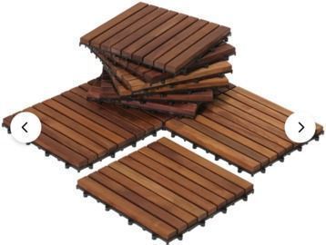 EZ-Floor 12 x 12 Teak Wood Snap-In Deck Tiles