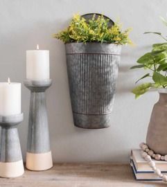 Galvanized Metal Ribbed Wall Pocket