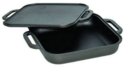 Jim Beam JB0218 3-in-1 Cast Iron Skillet with Double Sided Griddle