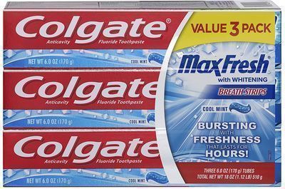 9 Pack of Colgate Max Fresh Toothpaste With Mini Breath Strips