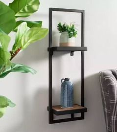 Wood and Metal Stacked Shelf