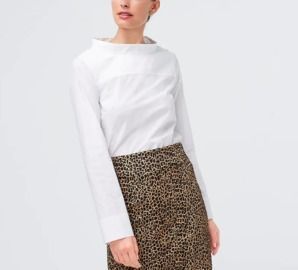 Cotton Poplin Funnelneck Top