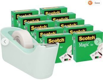 Scotch Magic Tape 10-Roll Pack w/ Dispenser