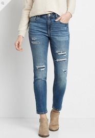 Vintage High Rise Medium Back Destructed Slim Straight Leg Jean