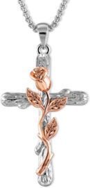 Cross rose necklace