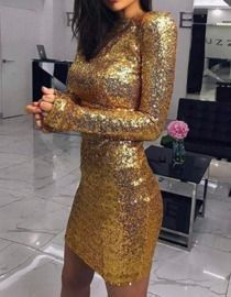 Glam Sequin Long Sleeve Dress