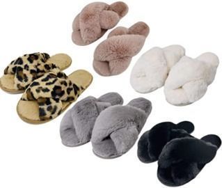 Women's Cross Band Soft Plush Slippers