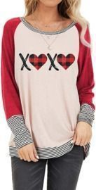 XOXO Plaid Heart Print Tops
