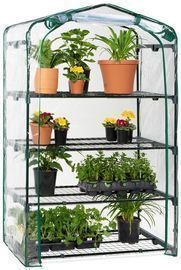 40 Mini Portable 4-Tier Greenhouse w/ Steel Shelves