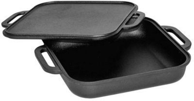 Jim Beam 3-in-1 Cast Iron Skillet with Double Sided Griddle