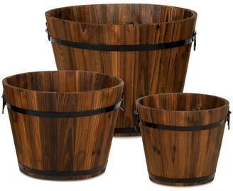 Set of 3 Rustic Wood Garden Planters