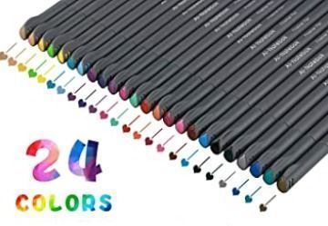 Fineliner Color Pens Set, 24 Assorted Colors