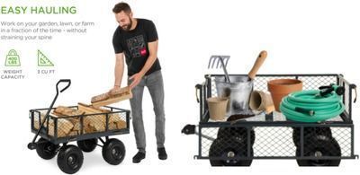 Steel Garden Utility Cart Wagon w/ 400lb Capacity, Removable Sides