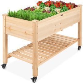 Mobile Raised Garden Bed Elevated Wood Planter