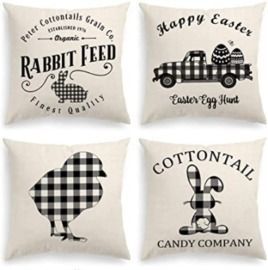 Buffalo Plaid Spring Pillow Covers, Pack of 4, 18 X 18 Inches