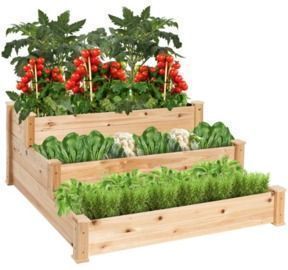 3-Tier Raised Fir Wood Garden Bed Planter
