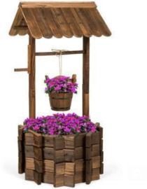 Rustic Wooden Wishing Well Planter