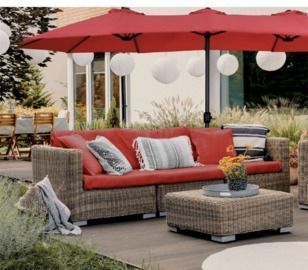 PHI VILLA 13ft Double-Sided Outdoor Patio Umbrella