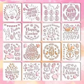 16PC Easter Stencils Set