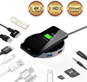 USB C Hub Portable 8 -in-1 Wireless Fast Charger