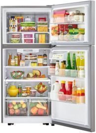 Top Freezer Refrigerator in Stainless Steel with Reversible Door