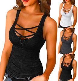 Solid Button Summer Camis Tank Tops