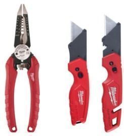 Milwaukee 7.75 Combination Electricians 6-in-1 Wire Strippers Pliers w/ 2 Utility Knifes