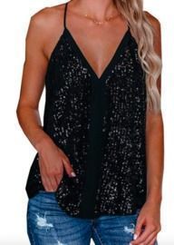 Sequins V Neck Tank Top
