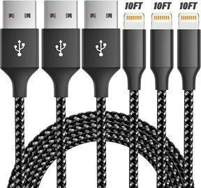 3 Pack of 10ft Certified Lightning Cables