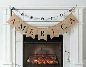 New! America Buffalo Check Pom-Poms Banner