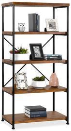 5 Tier Industrial Bookshelf W/ Metal Frame