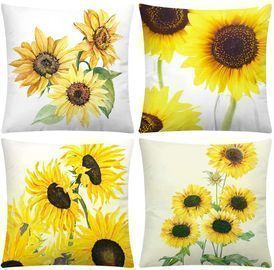 18 x 18 Dearcraft Sunflower Pillow Covers (Set of 4)