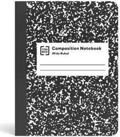 TRU RED Composition Notebook, Wide Ruled, 80 Sheets, Black/White