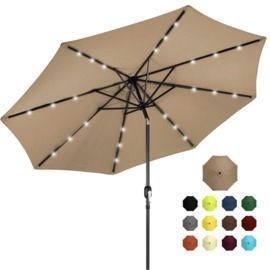 10' Solar LED Lighted Patio Umbrella W/ Tilt Adjustment