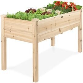 Raised Garden Bed W/ Elevated Wood Planter Stand
