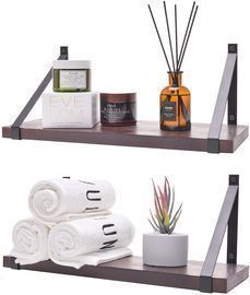 2-Pack of Labcosi Dark Brown Floating Shelves