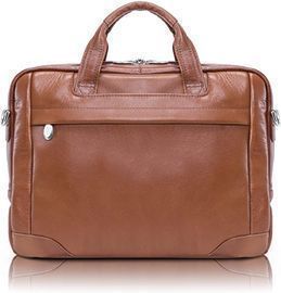 McKleinUSA S Series Pebble Grain Calfskin Leather Laptop & Tablet Briefcase, Brown