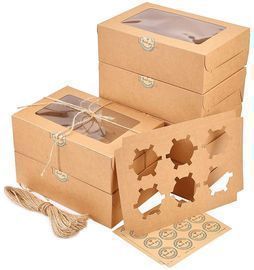 24 pcs Brown Kraft Bakery Boxes with Window