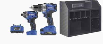 Kobalt 2-Tool 24V Max Li-Ion Brushless Power Tool Combo Kit + Storage Cabinet