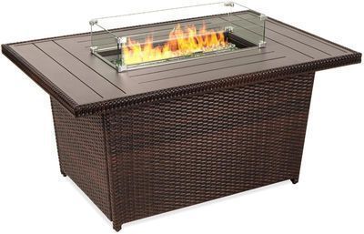 50,000 BTU Wicker Propane Fire Pit Table