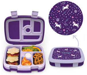 Bentgo Kids Prints Leak-Proof, 5-Compartment Bento-Style Kids Lunch Box, Unicorn