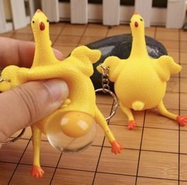 Laying Eggs Hen Keychain Squeeze Toy