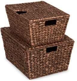 Set Of 2 XL Woven Water Hyacinth Storage Baskets