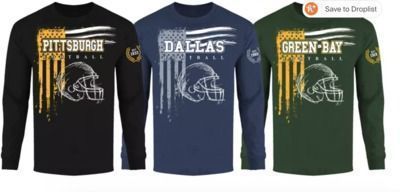 Men's Vintage USA Flag Football Long Sleeve Shirts