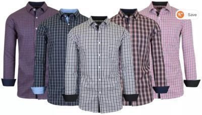 Men's Long Sleeve Slim-Fit Cotton Dress Shirts With Chest Pocket